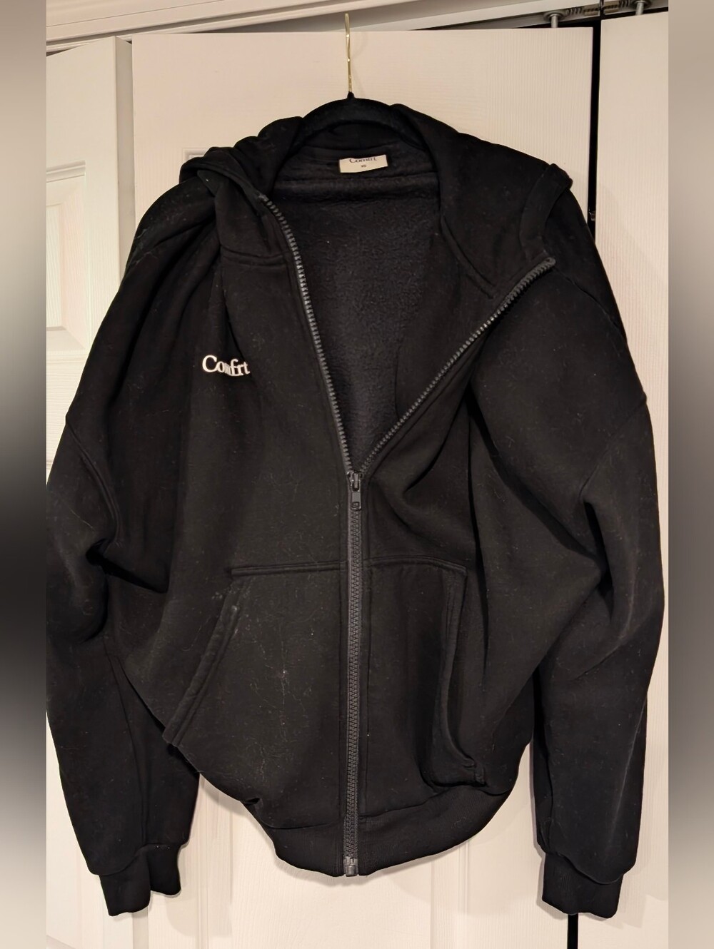 Coftt Black Fleece-Lined Zip Hoodie Jacket